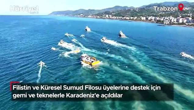 Trabzon'dan Küresel Sumud Filosu üyelerine destek için gemi ve teknelerle Karadeniz'e açıldılar