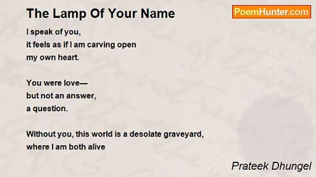 Prateek Dhungel - The Lamp Of Your Name