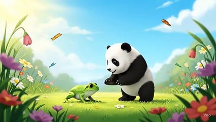 Baby Panda and Little Frog Jump Together | Cutest Friendship 🐼🐸💚