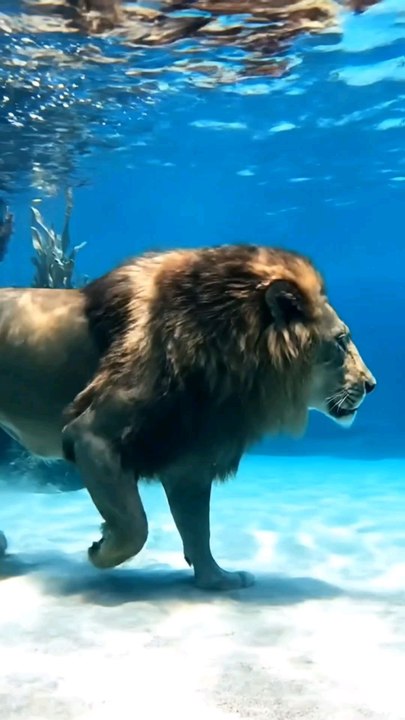 lion finds its territory in the water now