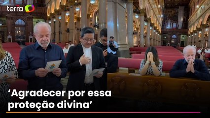 Lula reza em basílica após falha no avião da FAB: ‘Agradecer pela proteção’