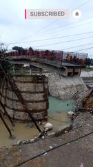 Temporary Bridge damaged at Nanda Ki Chowki near Uttaranchal University Police blocked the route traffic diverted