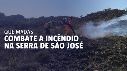 Bombeiros e brigadistas combatem incêndio em São João del Rey