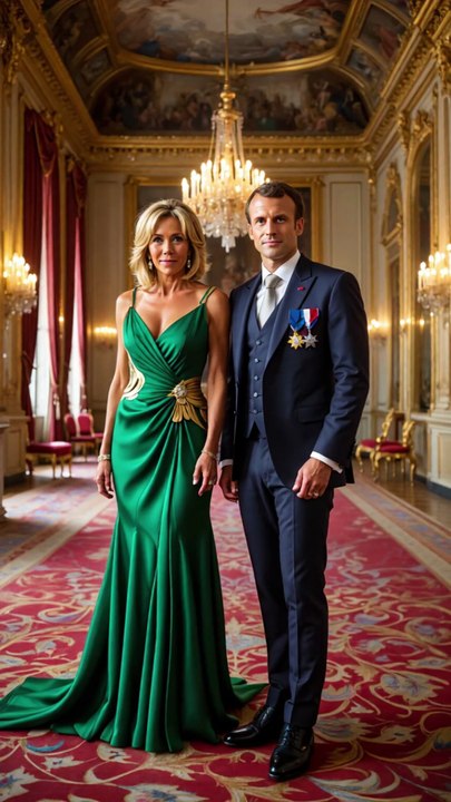 Brigitte & Emmanuel Macron AI-Created Romantic Fashion Portrait