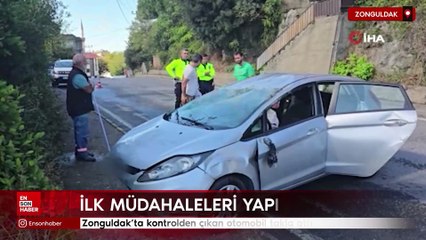 Zonguldak'ta kontrolden çıkan otomobil takla attı