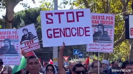 E' partito il grande corteo a sostegno di Gaza e della Flotilla a Roma