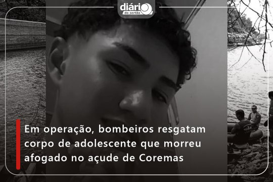 Em operação, bombeiros resgatam corpo de adolescente que morreu afogado no açude de Coremas
