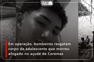 Em operação, bombeiros resgatam corpo de adolescente que morreu afogado no açude de Coremas