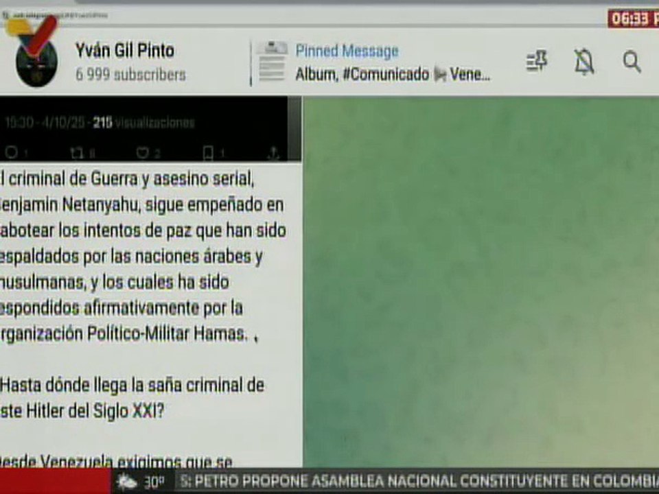 Canciller Gil exige que se respeten los derechos del pueblo palestino y un proceso definitivo de paz
