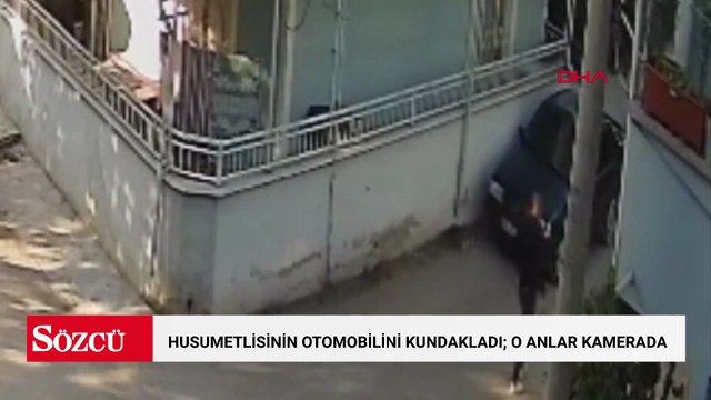 Husumetlisinin otomobilini kundakladı; o anlar kamerada
