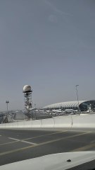 beautiful view of terminal 3 Dubai airport and Emirates headquarters