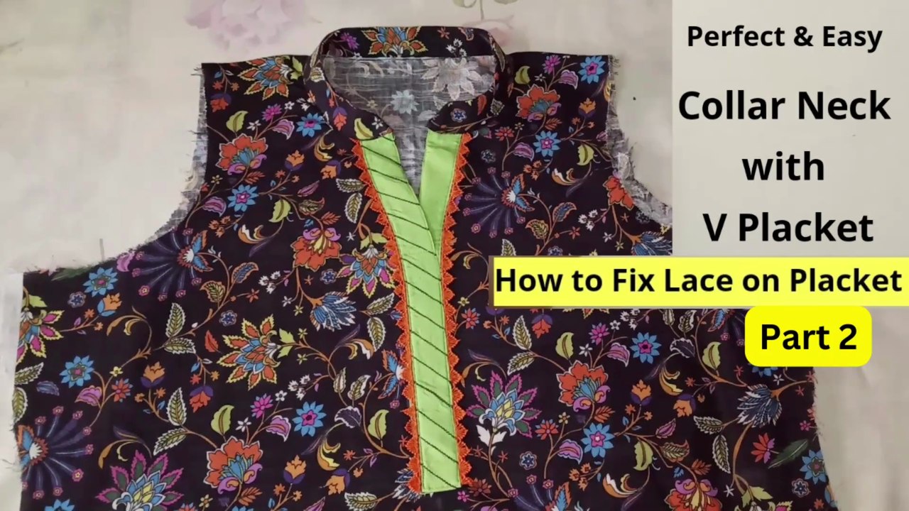 Placket round Collar Neck for Beginners /Collar Neck Design for printed kurti in Easy Way Tutorial