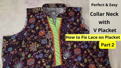 Placket round Collar Neck for Beginners /Collar Neck Design for printed kurti in Easy Way Tutorial