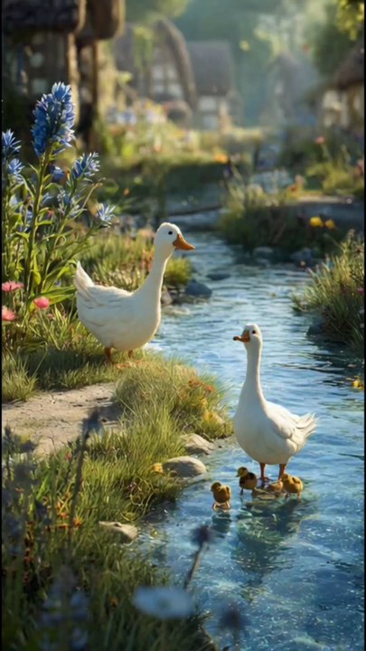 English Title: “The Lost Duckling of the River” 🦆✨