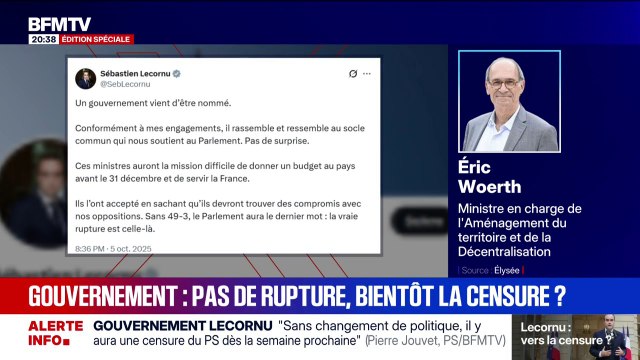 Les ministres auront la mission difficile de donner un budget au pays : Sébastien Lecornu défend son nouveau gouvernement sur X