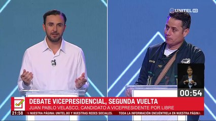 “No soy tu enemigo, soy tu rival político”, dice Velasco a Lara durante debate vicepresidencial