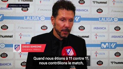Simeone : "Quand nous étions à 11 contre 11, nous contrôlions le match"