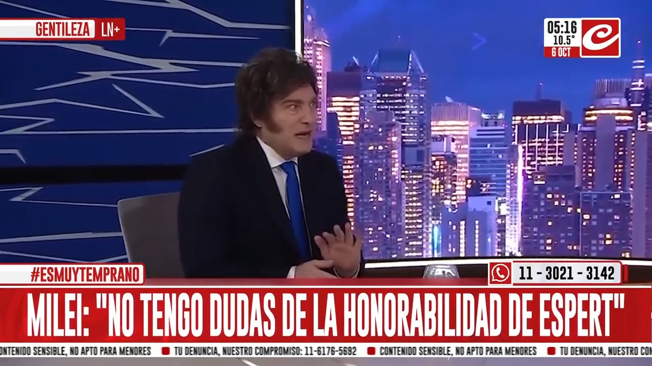 Javier Milei: "No tengo dudas de la honorabilidad de Espert"