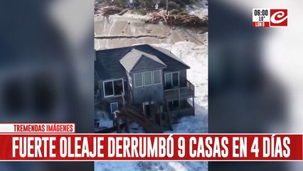 Impresionante oleaje causa derrumbe de casas en Carolina del Norte