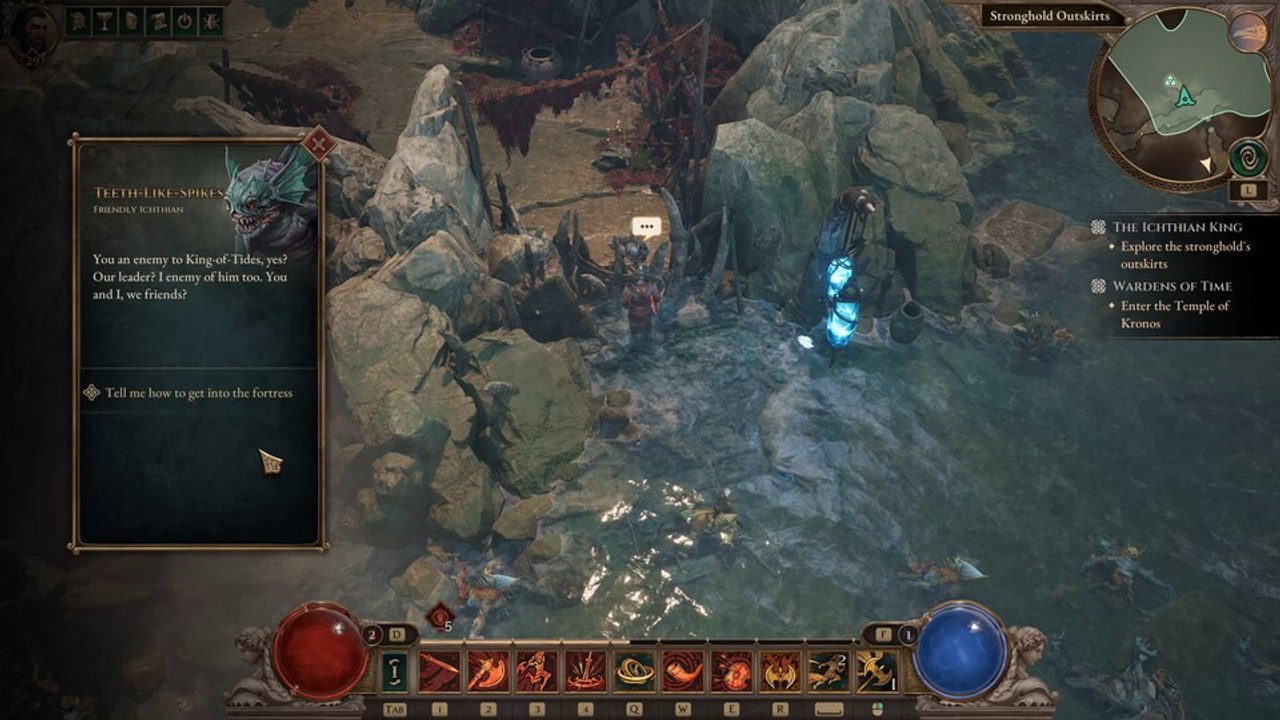 Wir befreien einen kleinen schmierigen Freund und kloppen Fischwesen im neuen Titan-Quest-2-Gebiet The Northern Beaches