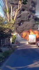 Fogo em ônibus na Grande BH