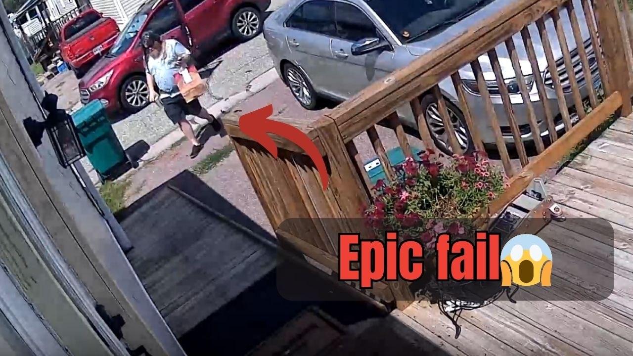 DoorDash delivery driver meets a fall on deck but recovers with cool style