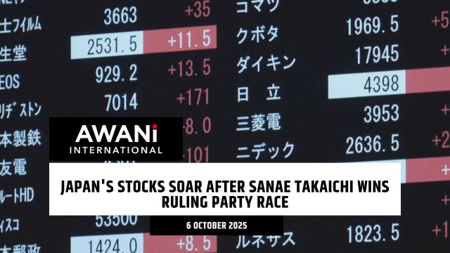 Japan's stocks soar after Sanae Takaichi wins ruling party race