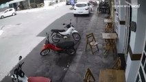 Motorista embriagado derruba em três motos estacionadas