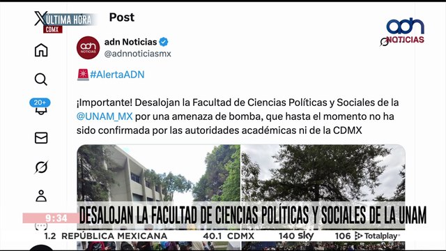 ¡Última Hora! Evacúan la Facultad de Ciencias Políticas y Sociales de la UNAM tras amenaza de bomba
