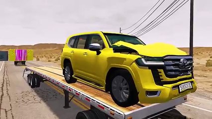 Flatbed Truck Mcqueen  _ Transportation with Truck - Pothole vs Car _441 - BeamNG.Drive