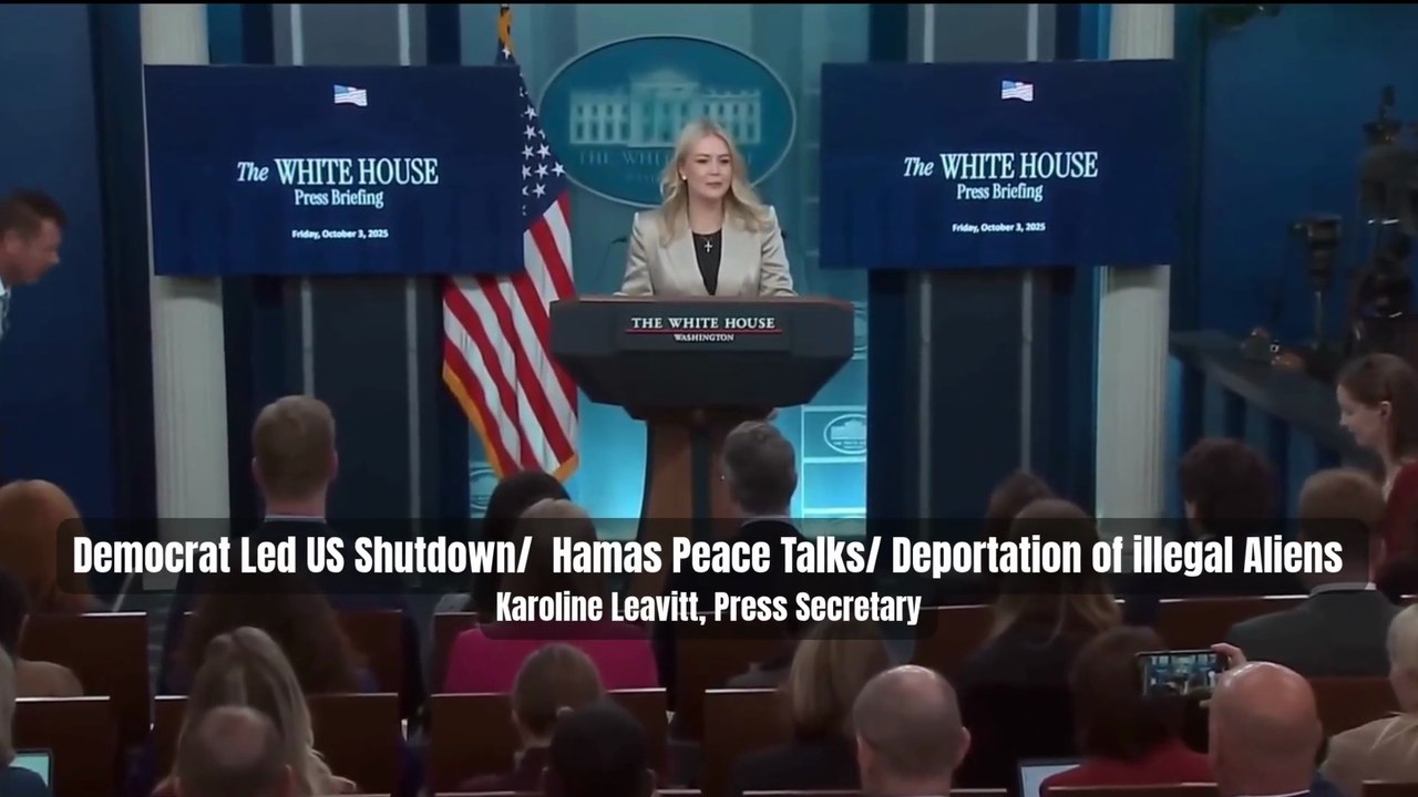Democrat Led US Shutdown  Hamas Peace Talks Deportation of illegal Aliens - Karoline Leavitt
