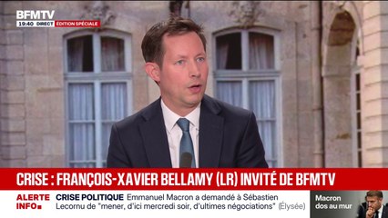Crise politique: "Il faut que le président de la République renonce à gouverner le pays", affirme François-Xavier Bellamy, vice-président des Républicains