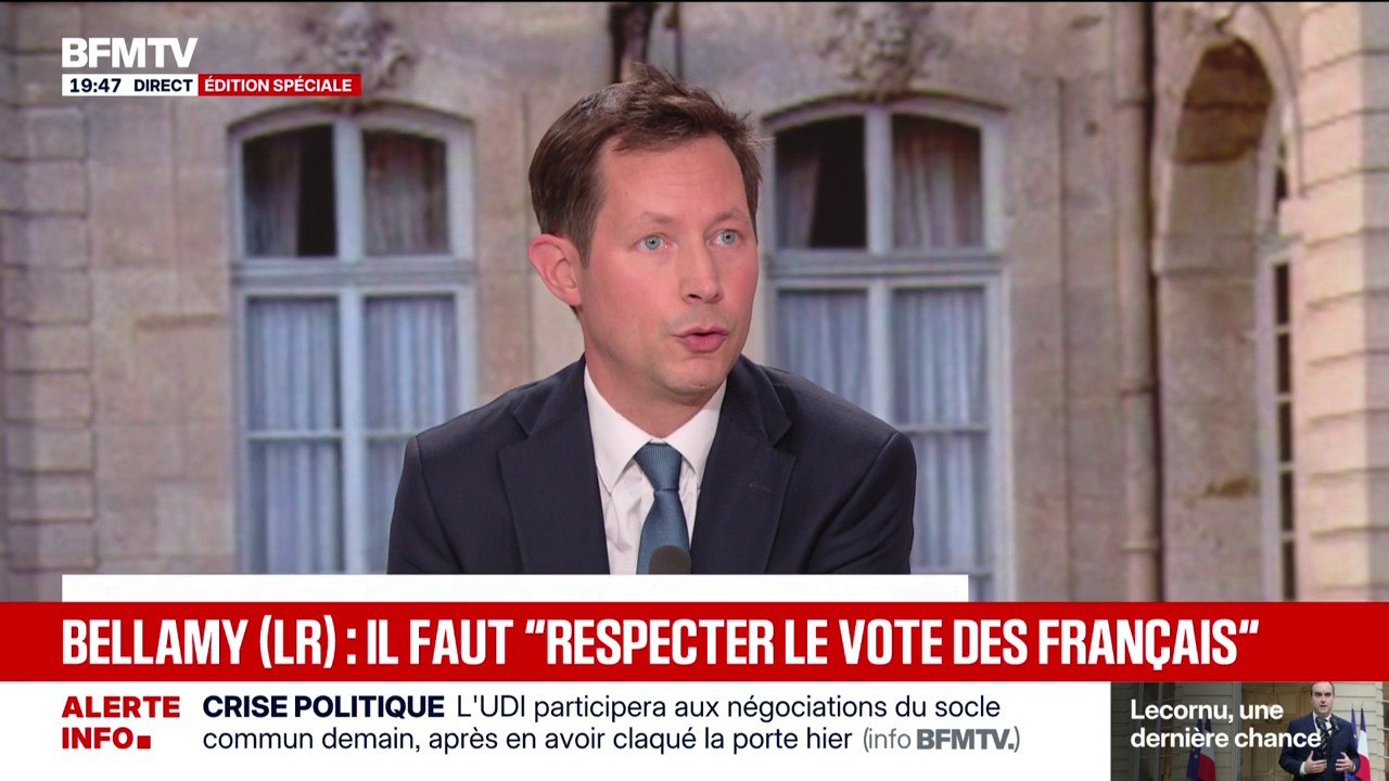 Crise politique: "Il faut respecter le vote des Français", confie François-Xavier Bellamy, vice-président des Républicains