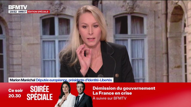Crise politique: Nous arrivons au bout du bricolage gouvernemental , assure Marion Maréchal, députée européenne, présidente d'Identité-Libertés