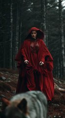 A dark forest, with fierce wolves