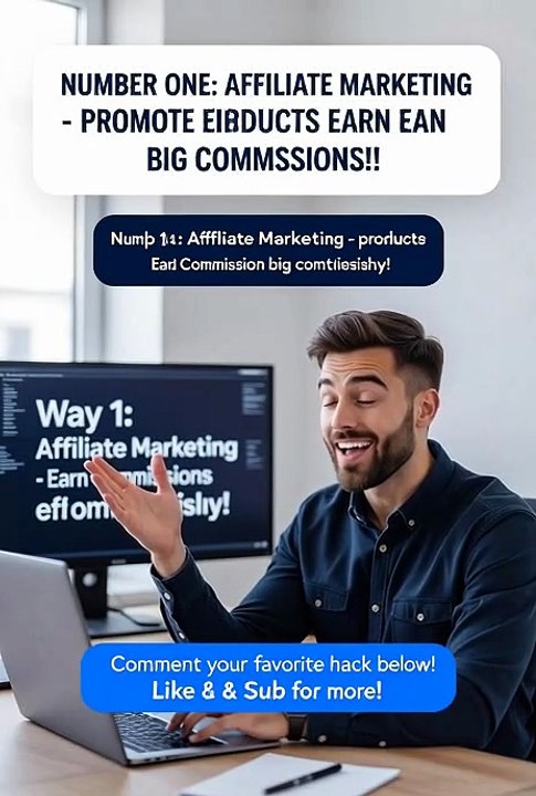 Number one: Affiliate marketing – promote products and earn big commissions