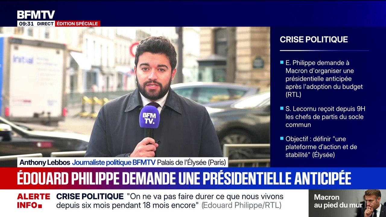 Édouard Philippe appelle Emmanuel Macron à organiser une "élection présidentielle anticipée" après l'adoption d'un budget