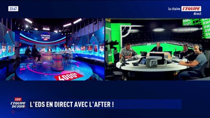 Pour fêter sa 4000ème émission, "L'Équipe du soir" fait un duplex en direct avec "L'After Foot" sur RMC, qui célèbre ses 20 ans