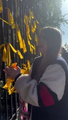 Anger as woman filmed cutting down ribbons from London memorial for Israeli hostages