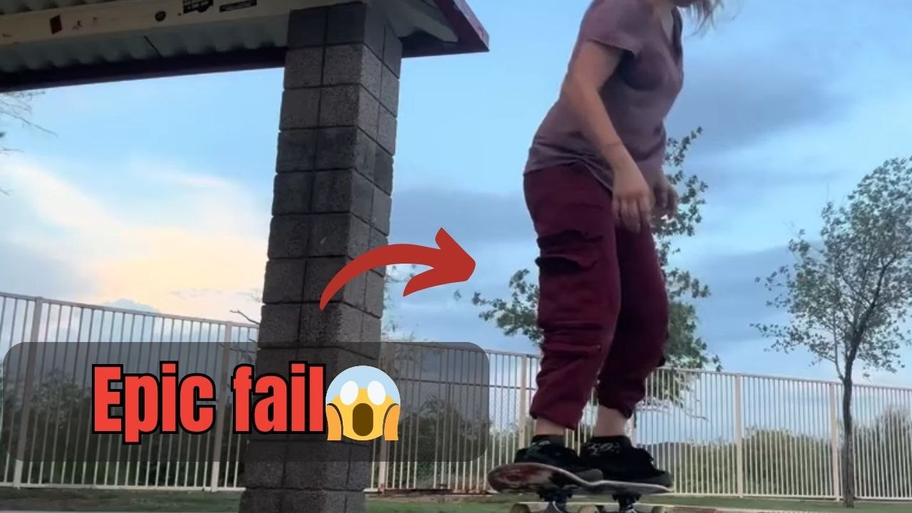 Skater attempts shuvit on skateboard but slips out in epic fall