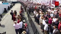 Políticos destacados en tercera fila durante mitin de Sheinbaum en el Zócalo