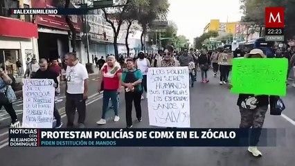 Policías capitalinos protestan en el Zócalo contra vandalismo en marchas de Tlatelolco