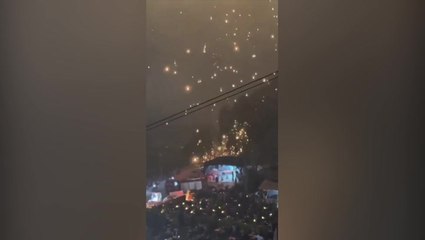 Flaming drones rain fire on spectators after malfunctioning during fireworks display