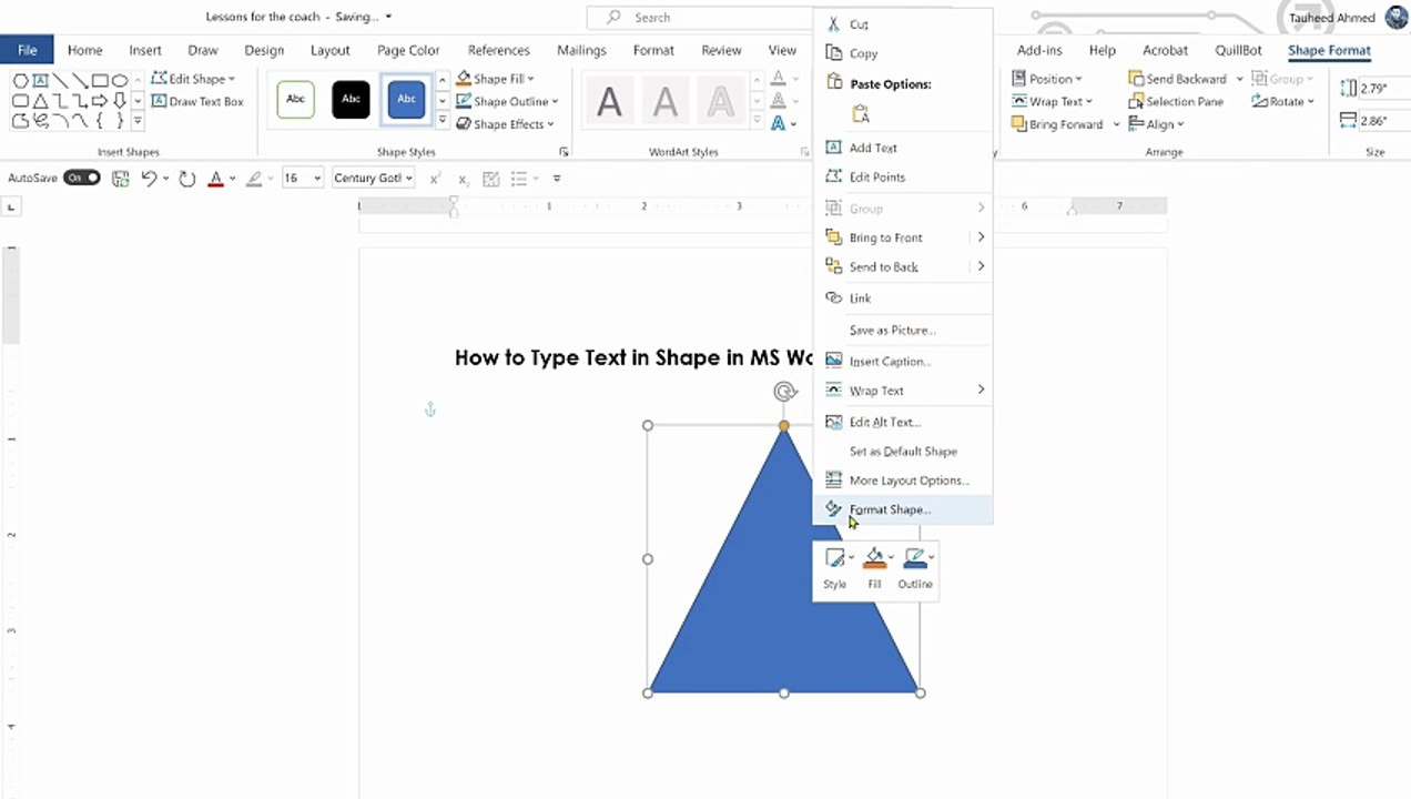 How to Type Text in Shape in MS Word - video Dailymotion