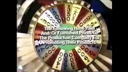 Wheel of Fortune closing credits, 3/8/85