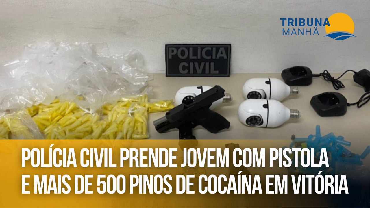 Polícia Civil prende jovem com pistola e mais de 500 pinos de cocaína em Vitória