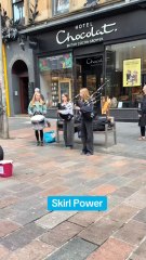 Skiri Power 💙 These street Bagpipers are Awesome and very Talented.😍