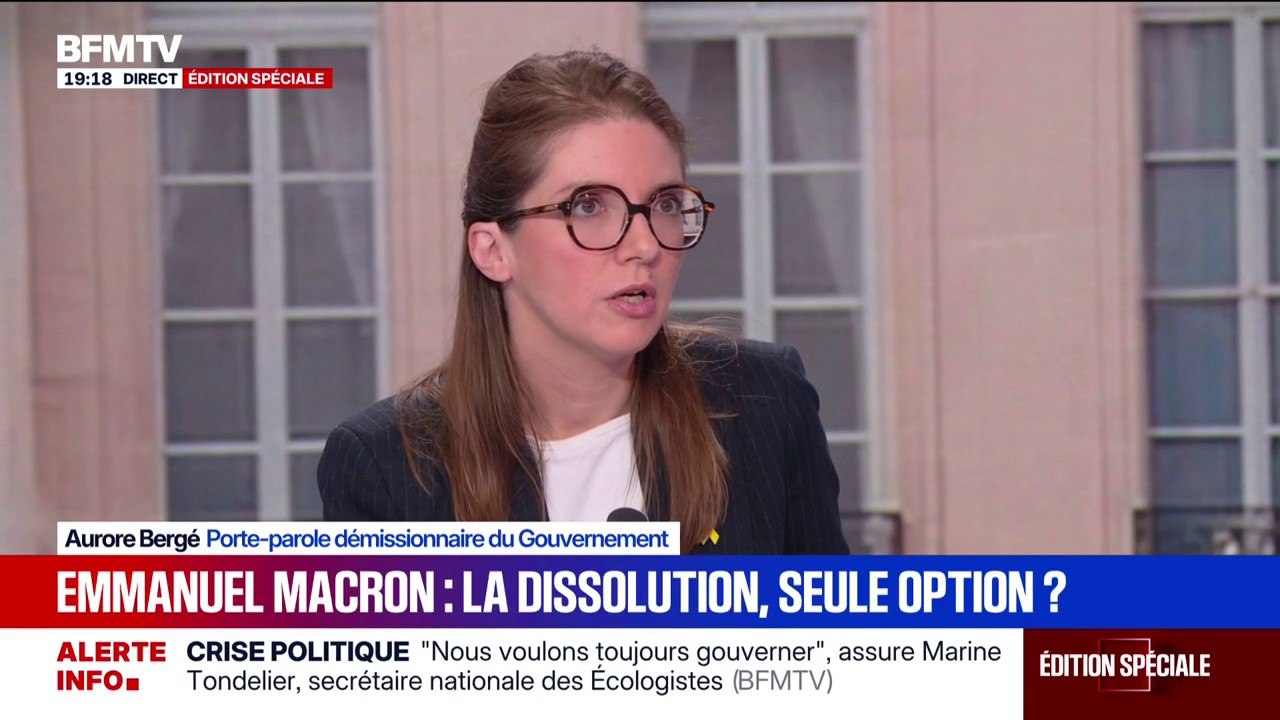Pour Aurore Bergé, porte-parole démissionnaire du gouvernement, "à part LFI et le RN, personne ne souhaite la dissolution"