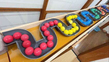 Most Satisfying Marble run course using pipe ramps, a large wooden funnel, clear pipes, rain gutters, and iron balls