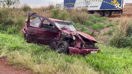 Tragédia evitada por um milagre: colisão entre três veículos bloqueia BR-369 e deixa motorista ferido entre Cascavel e Corbélia